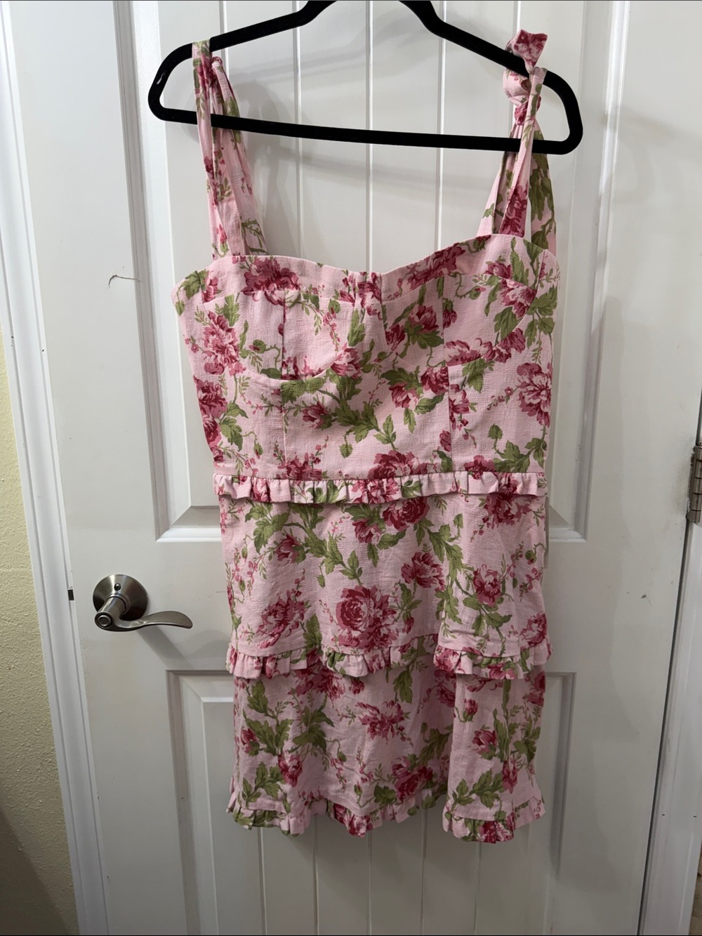 Show Me Your MuMu Pink Floral Tiered Ruffle Mini Dress